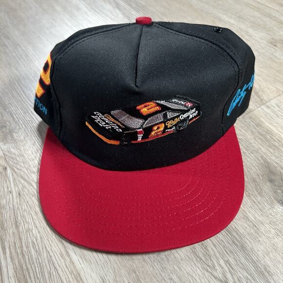 Vintage Rusty Wallace Hat Snapback NASCAR Racing Miller Black Red Made in USA‎ - Picture 1 of 8